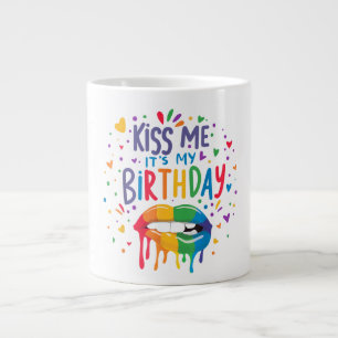 Caneca De Café Grande Beije Me É Meu Aniversário