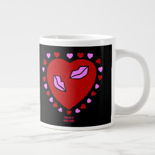 Caneca De Café Grande Beijos Cardíacos Adoráveis Jumbo Mug
