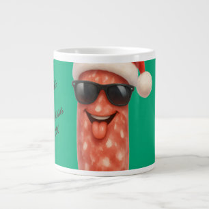 Caneca De Café Grande Beijos engraçados de salame de natal