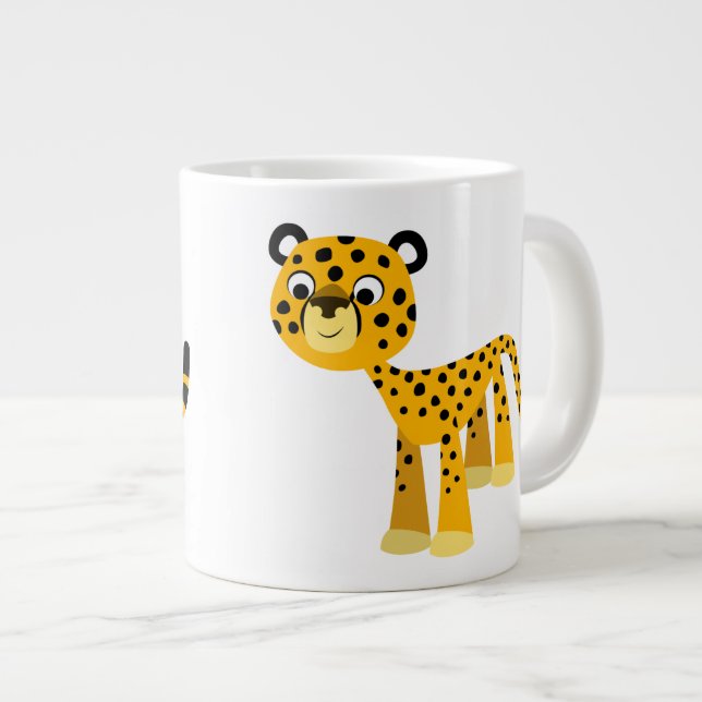 Caneca De Café Grande Bela animação Cheetah Jumbo Mug (Frente Esquerda)