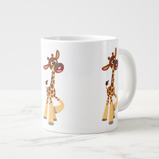 Caneca De Café Grande Bela Caricatura Namorada Giraffe Jumbo Mug (Frente Esquerda)