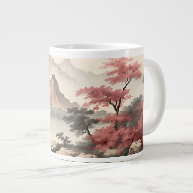 Caneca De Café Grande Bela Paisagem Asiática (Frente Esquerda)