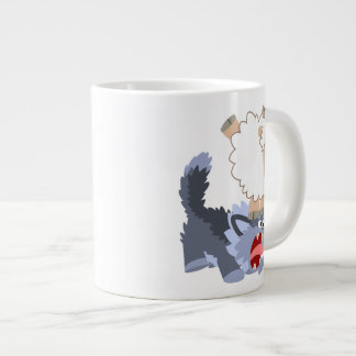 Caneca De Café Grande Bela peça de cartoon ovelha e Wolf Jumbo Mug