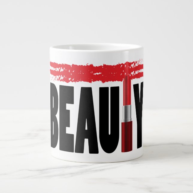 Caneca De Café Grande Bela Tipografia Lipstick (Frente)