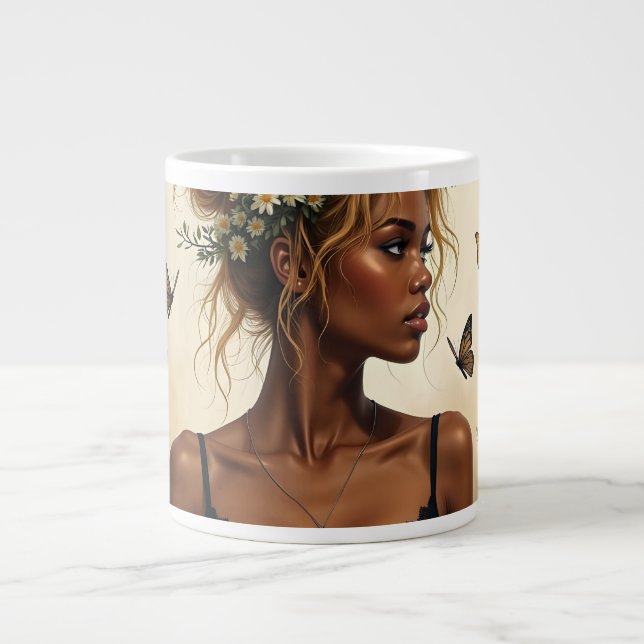 Caneca De Café Grande Beleza Etérea em Flor (Frente)