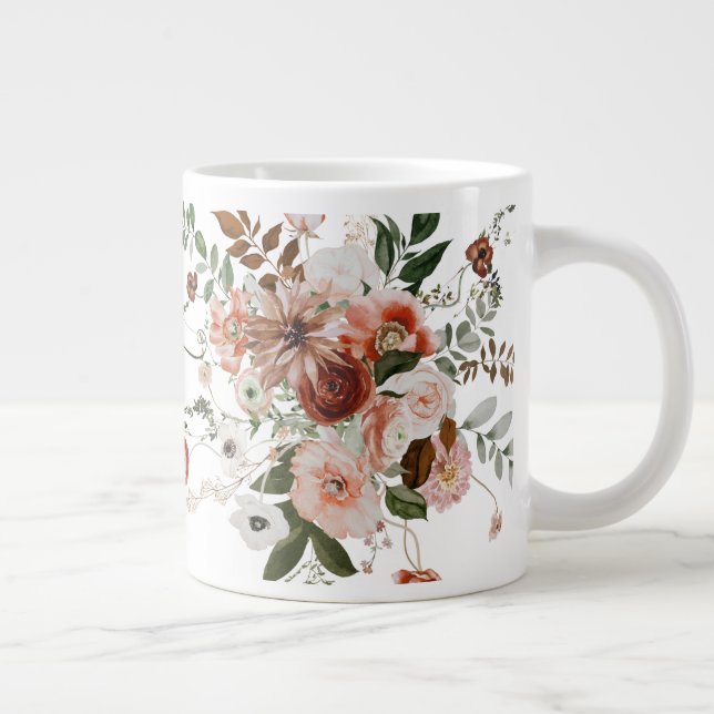 Caneca De Café Grande Belo Buquê Floral de Verão (Direita)