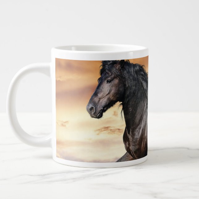 Caneca De Café Grande Belo Cavalo Negro (Esquerda)
