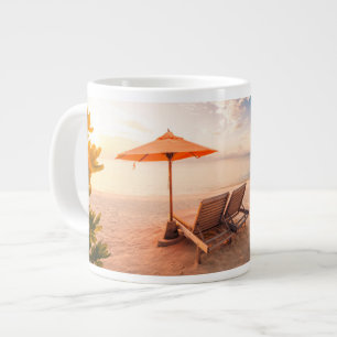 Caneca De Café Grande Belo Sunset de praia das Maldivas