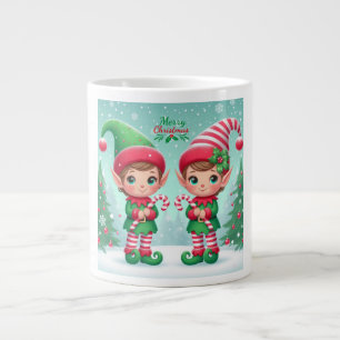 Caneca De Café Grande Belos elfos de Natal