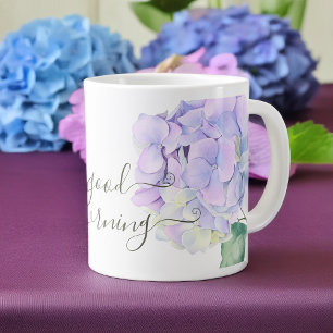 Caneca De Café Grande Belos Flores De Hygrangea, Boa Manhã Giant Co