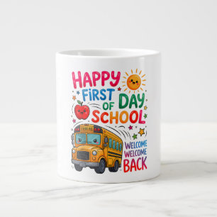 Caneca De Café Grande Bem-vindo de Volta à Escola Feliz Primeiro Dia