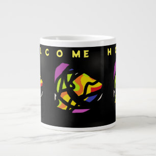 CANECA DE CAFÉ GRANDE BEM-VINDO PADRÕES DE ARTE DOMÉSTICA A PRETO