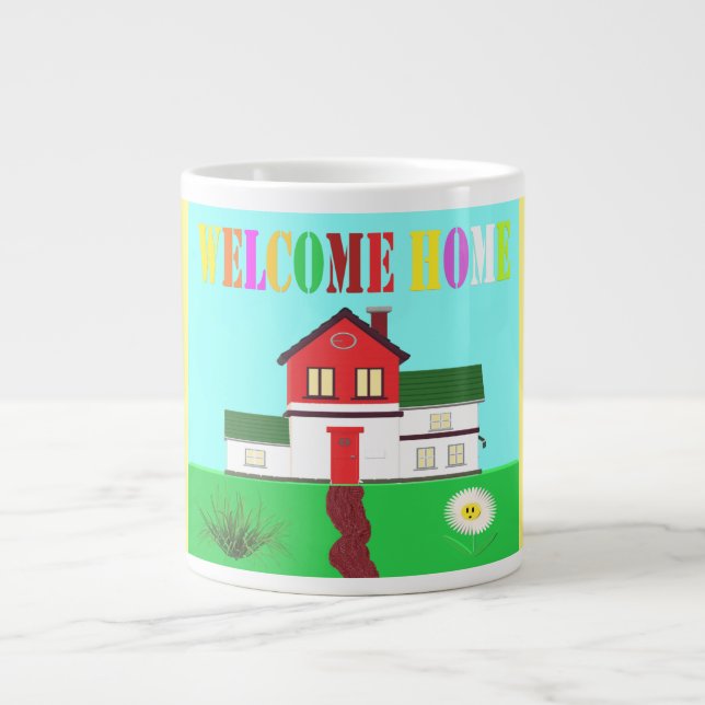 Caneca De Café Grande Bem-vindos a casa bonitinha cores britânicas (Frente)