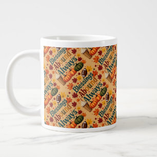 Caneca De Café Grande Bênçãos Abundam Sempre Design de Outono