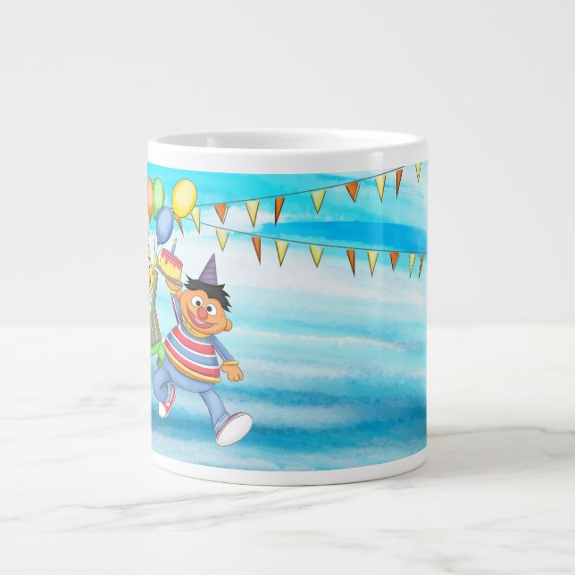 Caneca De Café Grande Bert e Ernie Birthday Balloons (Frente)