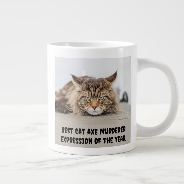 Caneca De Café Grande Best cat axe murderer expression (Direita)