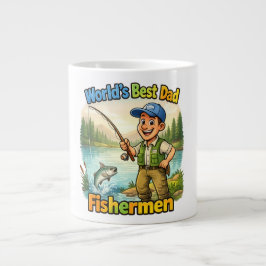 Caneca De Café Grande Best Dad Fisherman by the Lake Funny Gift Idea