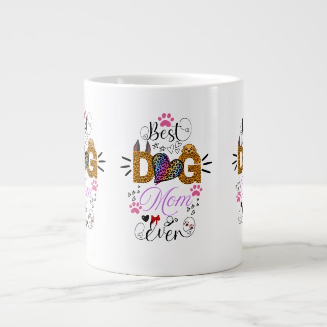 Caneca De Café Grande Best Dog Mom Ever Shirt – Leopard Print dog Mom  (Frente)
