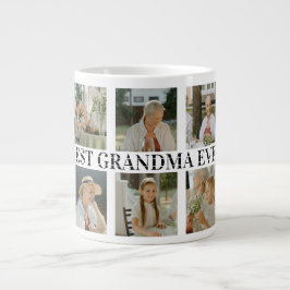 Caneca De Café Grande Best Grandma Ever Photo Collage – Gift with Hearts
