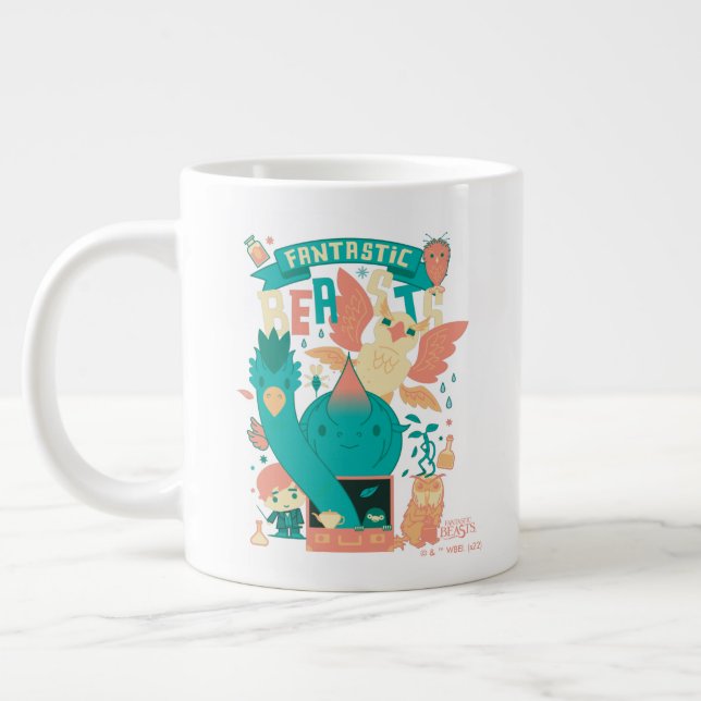Caneca De Café Grande Bestas Fantásticas De Cartoon Com Newt Scamander (Esquerda)