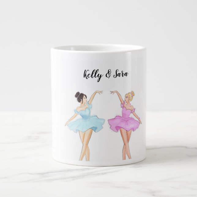 Caneca De Café Grande besties, dançarina de belle, gêmea, (Frente)