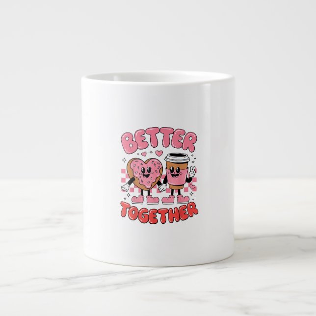 Caneca De Café Grande Better Together Coffee Donut Retro Groovy Style  (Frente)