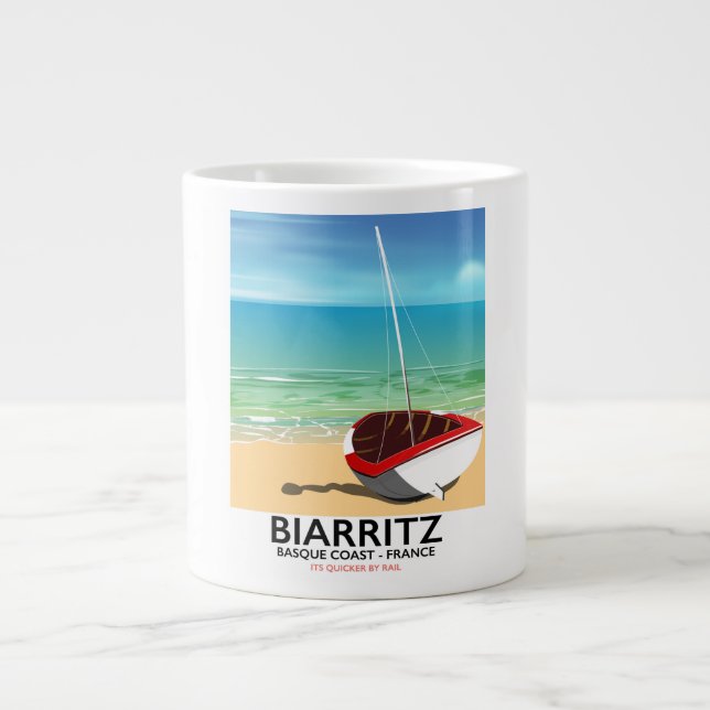 Caneca De Café Grande Biarritz France Beach poster de viagens (Frente)