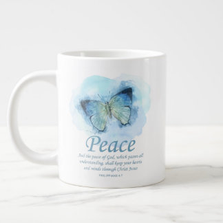 Caneca De Café Grande Bíblia cristã de mulher Verse Butterfly:Paz