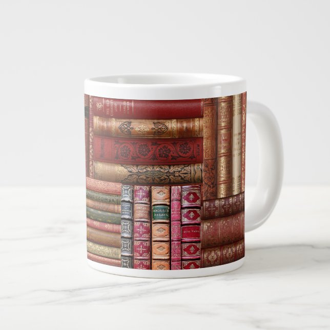 Caneca De Café Grande Biblioteca de Livros Antigo (Frente Esquerda)