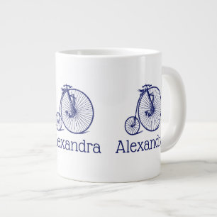 Caneca De Café Grande Bicicleta Penny Farthing Vintage Velocípede Azul
