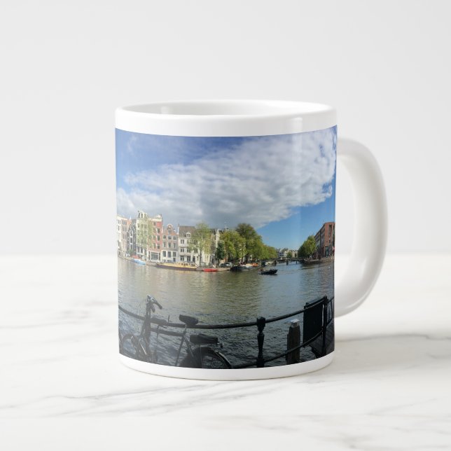 Caneca De Café Grande Bicicletas em Amsterdã (Frente Esquerda)