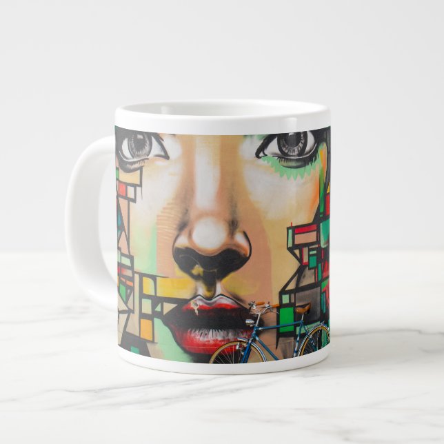 Caneca De Café Grande Bicicletas na parede do Grafite (Frente Esquerda)