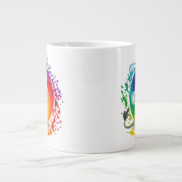 Caneca De Café Grande Bico desenho Arco-Íris Branco Leão