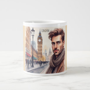 Caneca De Café Grande Big Ben, bonitão homem com olhos adoráveis em Lond