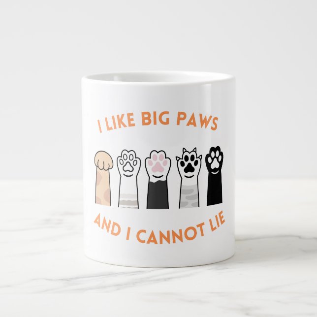 Caneca De Café Grande Big Paws Funny Pet Shirt (Frente)