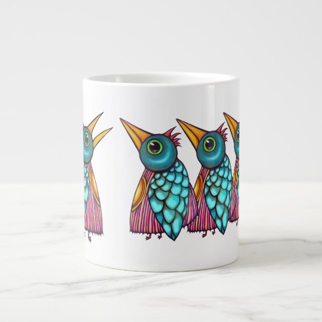 Caneca De Café Grande Bird Creatures Design (Frente)