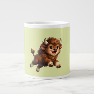 Caneca De Café Grande Bisão Adorável Correndo Alegremente com um Sorriso