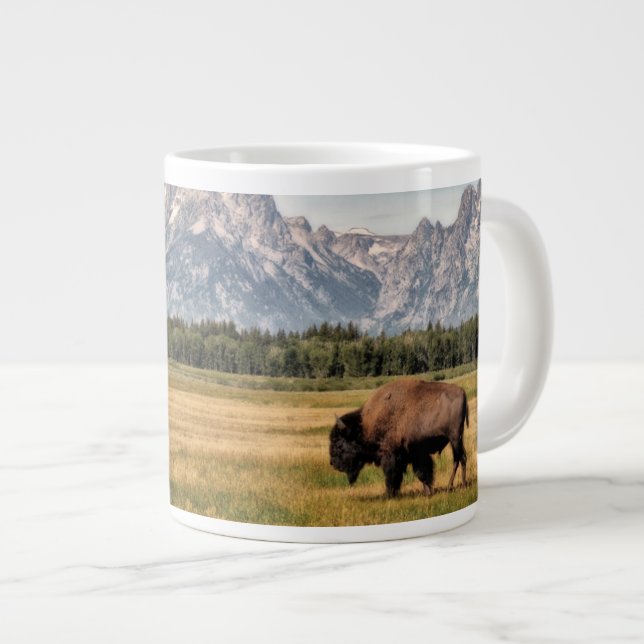 Caneca De Café Grande Bison in the Tetons (Frente Esquerda)