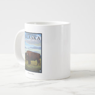 Caneca De Café Grande Bison Scene - Fairwell, Alaska