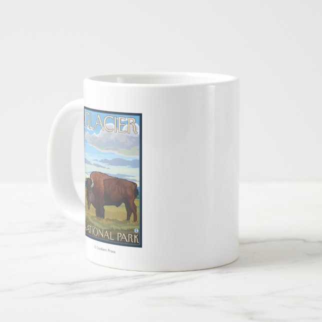 Caneca De Café Grande Bison Scene - Glacier National Park, MT (Frente Esquerda)