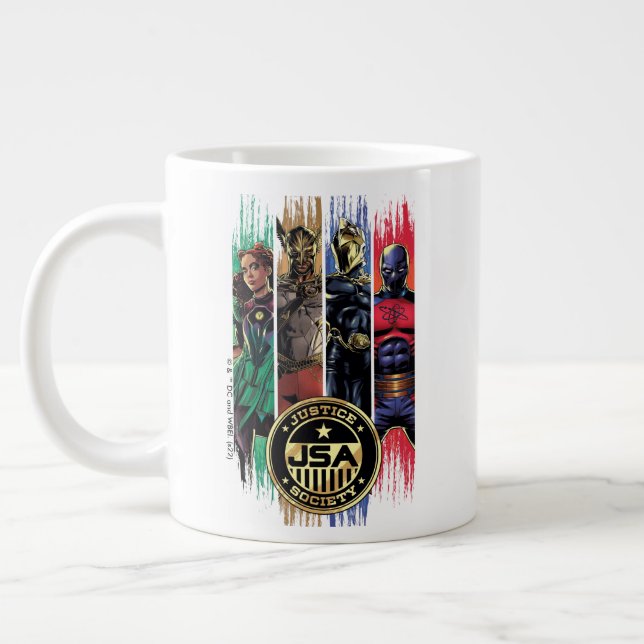 Caneca De Café Grande Black Adam Justice Society Heroes In Stripes (Esquerda)