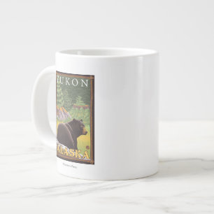 Caneca De Café Grande Black Bear in Forest - Yukon, Alaska