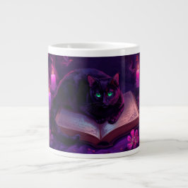 Caneca De Café Grande Black Cat Mug | Witchy Candlelight Coffee Cup