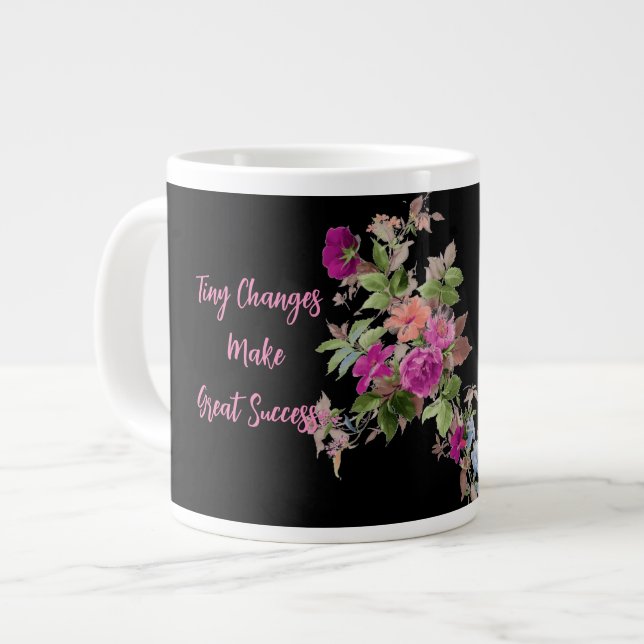 Caneca De Café Grande Black Floral Specialty Mug (Frente Esquerda)
