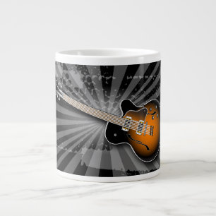 Caneca De Café Grande Black Grunge Burst Guitar Specialty Mug