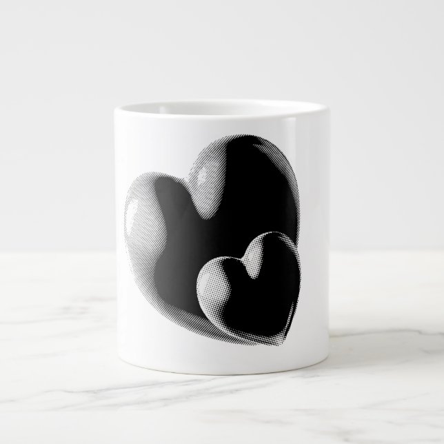 Caneca De Café Grande Black Hearts Mug (Frente)