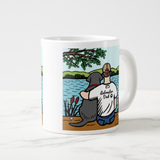Caneca De Café Grande Black Labrador e Pai Lake View