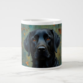 Caneca De Café Grande Black Labrador in Leaves