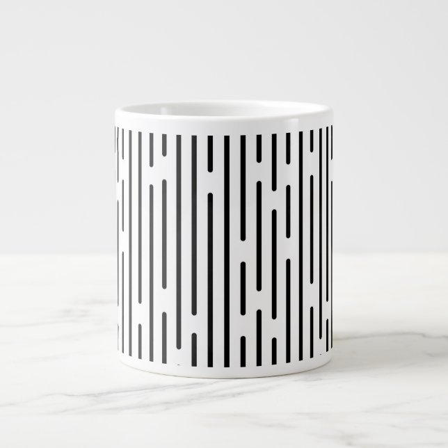 Caneca De Café Grande Black Line Geometric Pattern (Frente)