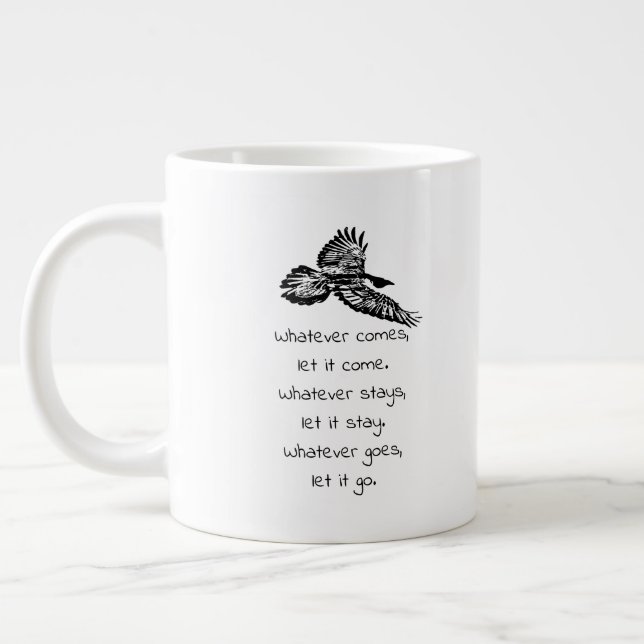 Caneca De Café Grande Black Raven Bird Soaring Inspiration Quote Mug (Esquerda)
